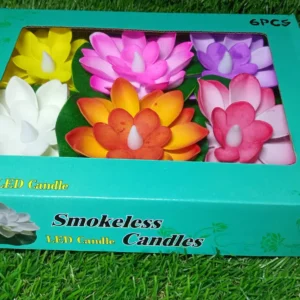 Floating Lotus Flower Diya Set with Water Sensor (Set of 6)